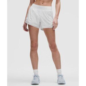 Lululemon Womens Hotty Hot High-Rise Lined Shorts 4" Lace Trim White Lightweight